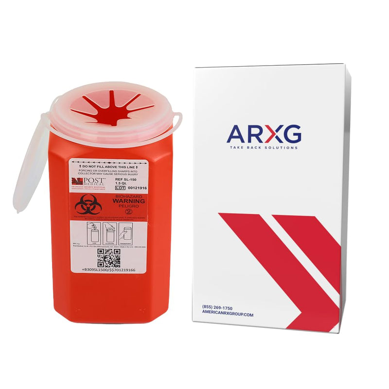 1.5qt (1PK) Mail-in Take Back Sharps Containers with Destruction Services for Safe & Environmentally-Responsible Needle Disposal | Home, Personal, Travel, and Professional Use 1.5qt (1PK)