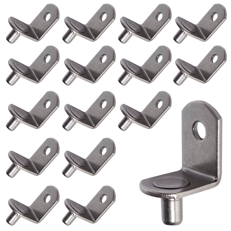 5mm Shelf Pegs L-Shaped Cabinet Support Pins Bracket Style Clips for Bookcase Kitchen Closet Shelves Holders,16 PCS Gun Metal 5mm