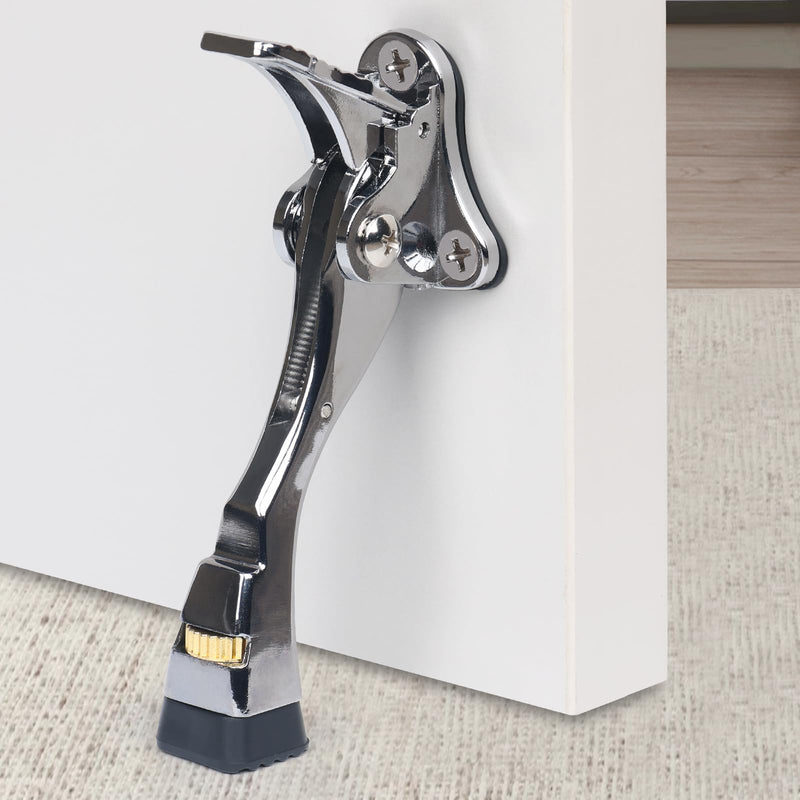 Kick Down Door Stoppers for Bottom of Door, Heavy Duty Kickdown Door Stop, Adjustable Door Stoppers (Sliver, 4 Inch x 1 Pack) Silver 4 inch x 1pack