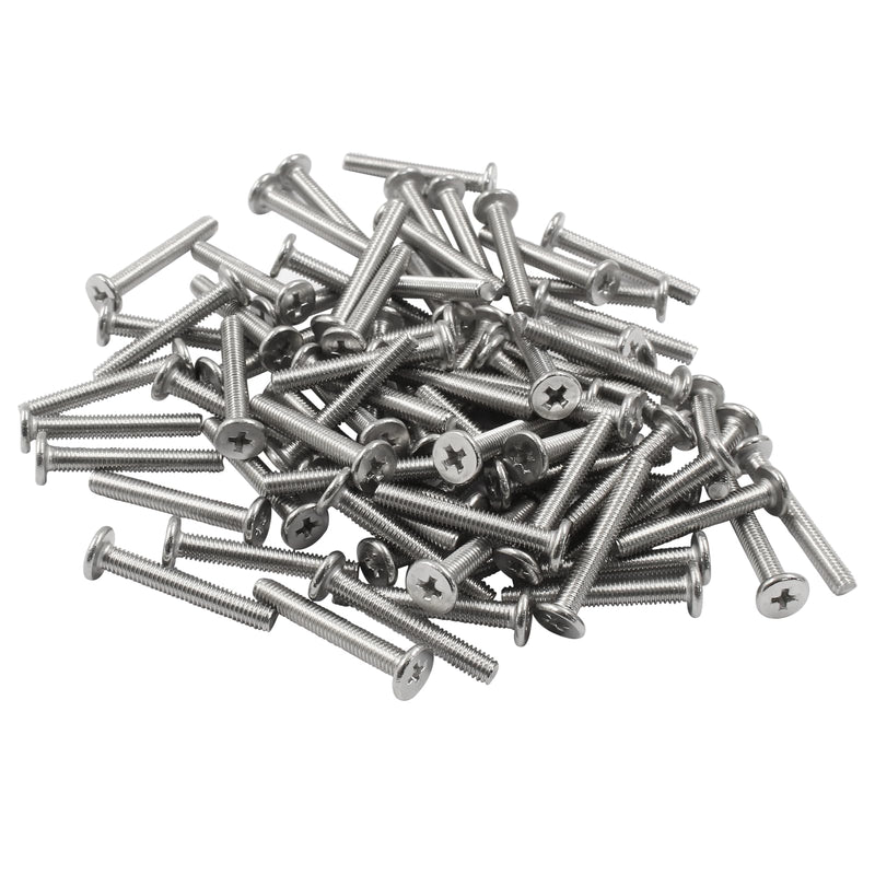 100pcs M3 x 20mm Round Flat Head Machine Screws, 304 Stainless Steel Phillips Cross Drive Screw Hardware Fastener Bolts