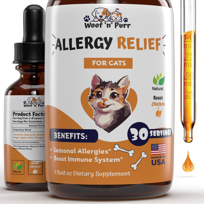 Natural Allergy Relief for Cats - Supports Allergy & Itch Relief for Cats - Cat Allergy - Cat Itch Relief - Cat Itchy Skin Relief - Cat Allergy Relief for Cats - Cat Supplements & Vitamins - 1 fl oz - PawsPlanet Australia