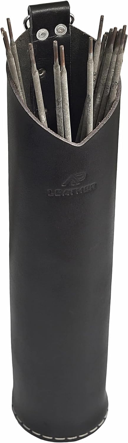 Premium Cowhide Welding Rod Holder – 3" Diameter, 11" Length, – Durable & Stylish Leather Tool Holder for Welders,Flame-Resistant Electrode Bag,Leather Electrode Holder Black