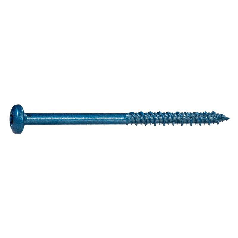 TorqueMaster Blue Ruspert Star Drive Pan Head Masonry Screws, 100 Pieces - 1/4" x 1-1/4" Concrete Masonry Screws, Rust Resistant Self-Tapping Exterior for Brick, Cement, Concrete, Lumber
