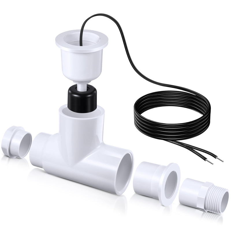1 Pack SS1 Condensate Overflow Switch, SS1 Float Switch T Shape with 3/4 Inch Adaptor and 6FT Wire, HVAC Overflow Shut Off Float Switch for HVAC System, Detect Condensate Overflow 1