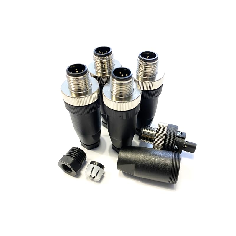 5Pcs M12 5 Pin Male Connector, A Code Unshiled Industrial Circular Connector Field Assembly Wireable Adapter IP67 Waterproof Straight Sensor for Electric Bicycles PG7 Cable 125V 4A