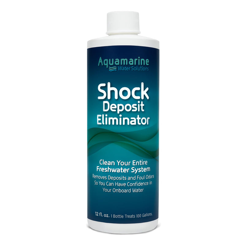 Aquamarine Water Solutions – Shock RV & Boat Water Tank Deep Cleaner and Deodorizer – Treats, Maintains Boat, RV & Household Fresh Water Systems – Ideal for Use Following Seasonal Storage – 12 Fl Oz
