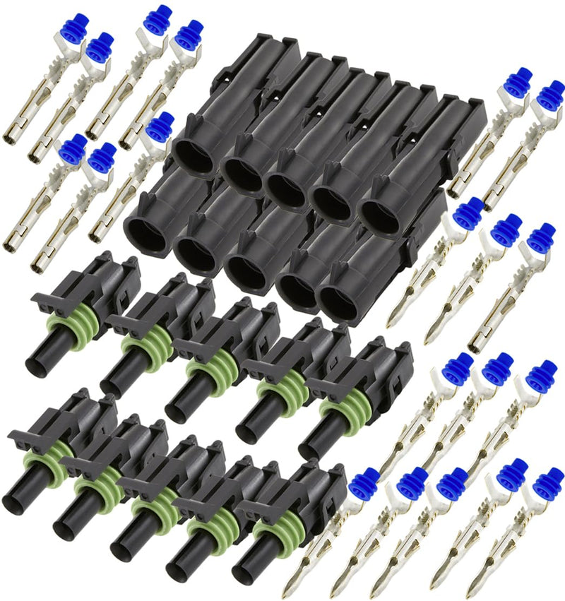 10-Pack (1-PIN) 20 Amps Weather-Pack Series, Sealer Terminals, Housing Male & Female 12 10 GA 1-Pin (10-12 GA)
