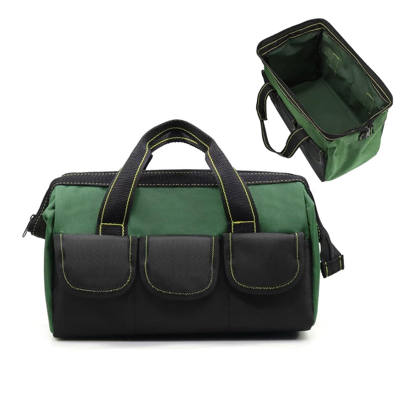 Rugged 16-Inch Wide Mouth Tool Bag for Professionals, Waterproof and Durable. Great for Construction Electricians Carpentry and DIY Enthusiasts, Green
