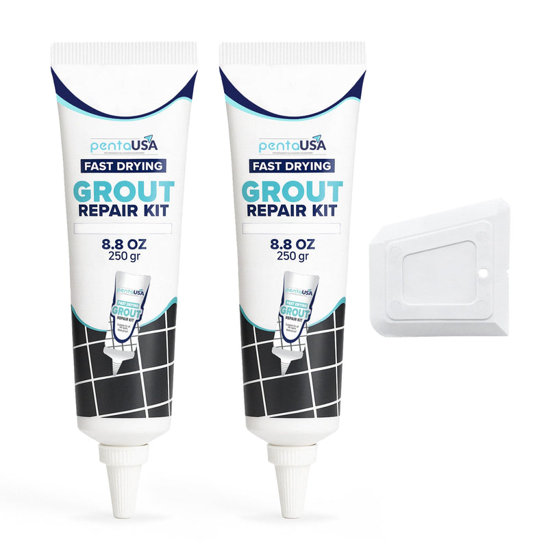 Premixed Tile Grout Repair Kit - Grout Filler for Repairs & Renewal - Easy to Use - Perfect Waterproof for Bathroom, Shower, Kitchen & Floors - 2 Pack (White/ 500g-17.6oz) White