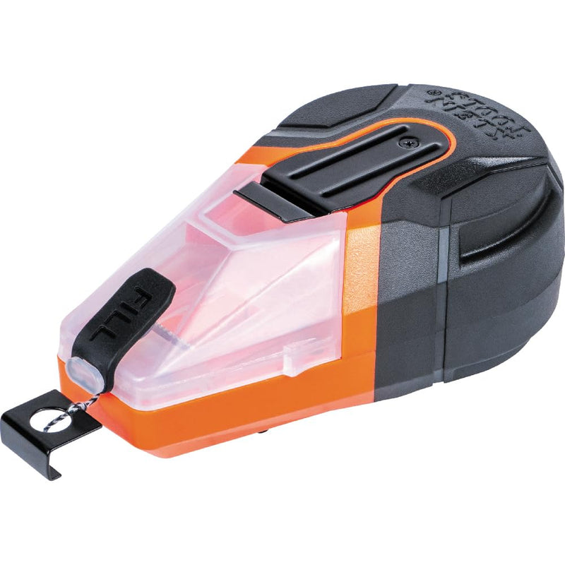 Klein Tools CHLK100 Manual Chalk Line, 100-Foot Nylon Thread Chalk Line Tool for Precise and Clear Lines with Built-in Plumb Bob Fillable Manual Retracting