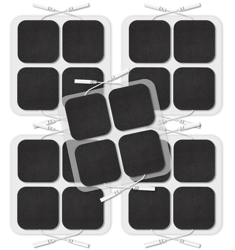 TENS Unit Replacement Pads, 2x2”20 Pcs Reusable Self-Adhesive TENS Unit Electrodes Pads, NURSAL Latex Free TENS Pads Replacement Compatible with AUVON, TENS 7000 Muscle Stimultaion Machine (Black)