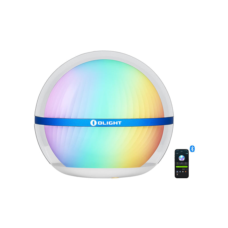 OLIGHT Sphere Smart Night Light, 75 lumens Stepless Dimming Table Lamp with Remotely APP Control, Magnetic Rechargeable RGB Ambient Lighting for Sleeping, Reading, and Relaxation Basic Blue
