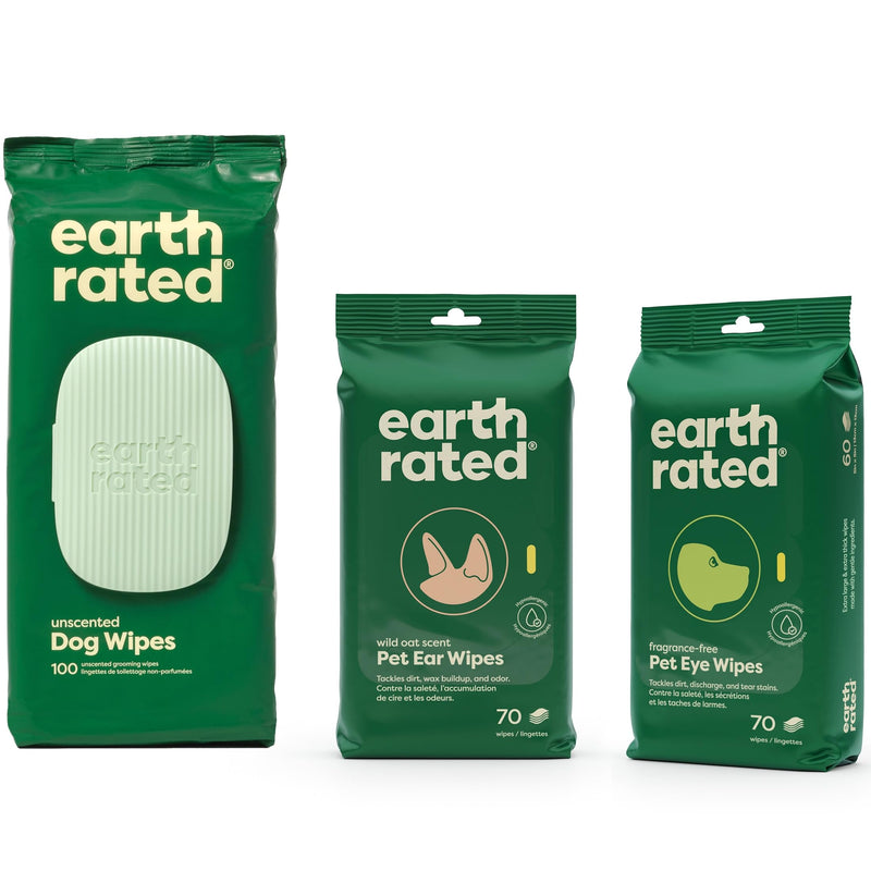 Earth Rated Ultimate Dog Grooming Bundle - Includes Unscented Dog Grooming Wipes, Hypoallergenic Plant Based Dog Ear Wipes, Hypoallergenic Plant Based Dog Eye Wipes - PawsPlanet Australia