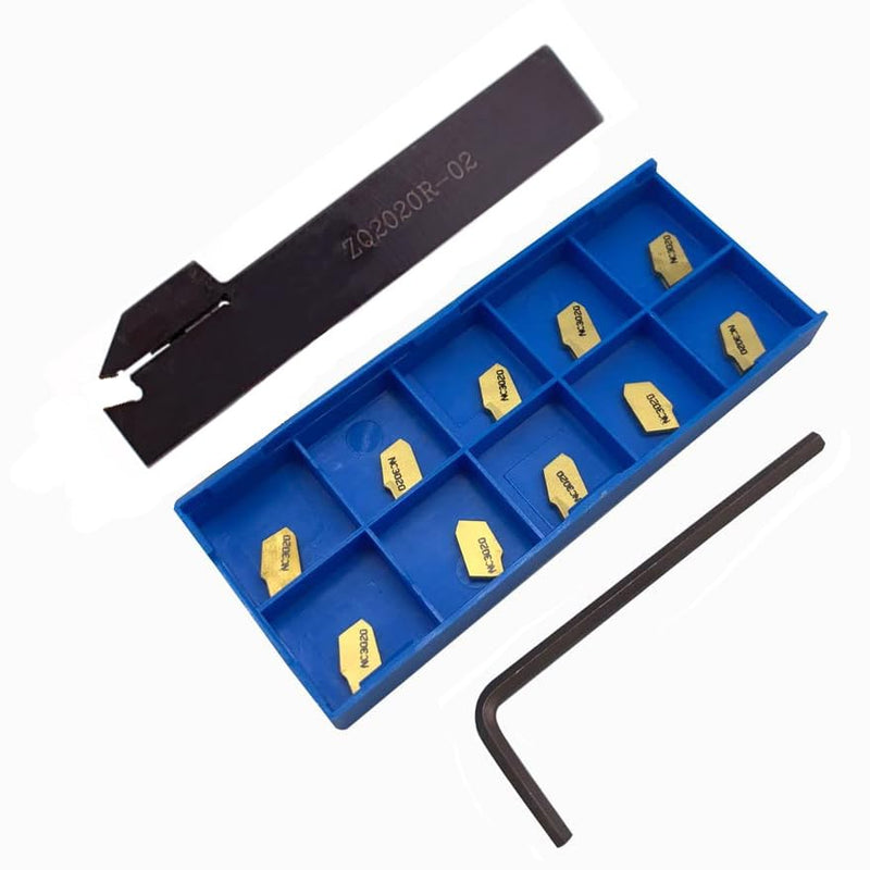 1pcs 3/4”*ZQ2020R-2 Indexable Lathe Grooving Parting Holder Indexable Lathe Slotting Right -Hand Cutting Tool with10pcs SP200 Carbide Inserts ZQ2020-2