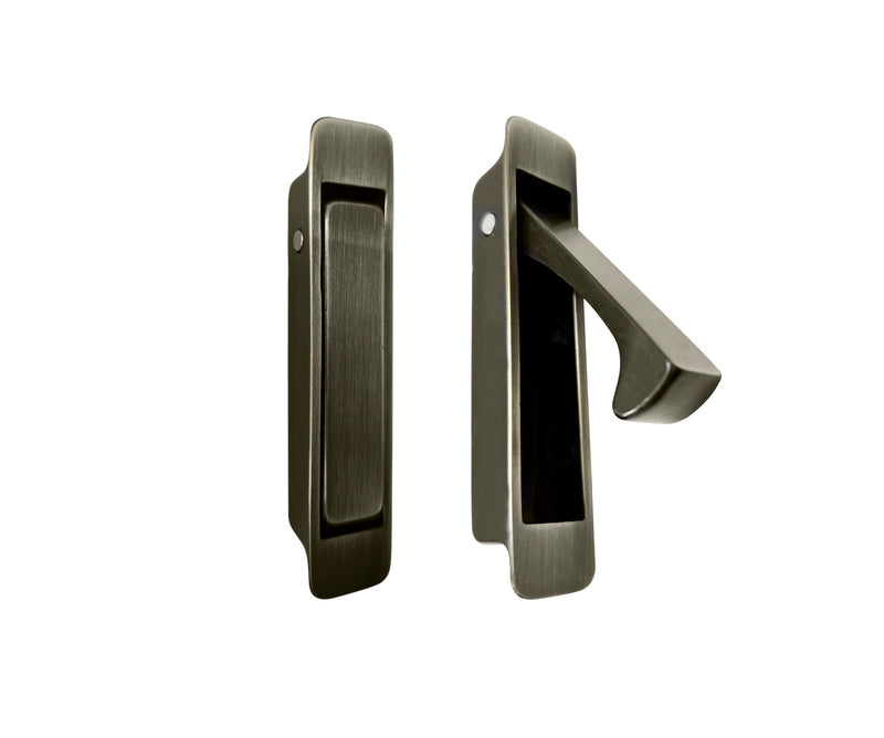 QCAA Forged Solid Brass Edge Pull, Sliding Pocket Door Pull Handle, Antique Brass, 2 Pack, Made in Taiwan
