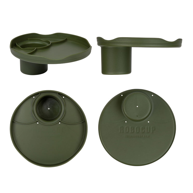 Plate Accessory, in All 12 Colors, Conveniently Holds Your Food, Snacks, Drinks | Multi-Use Hands Free Project Work Station, Ruggedized Portable Design, Diameter of 8.5"/21.6 CM Olive