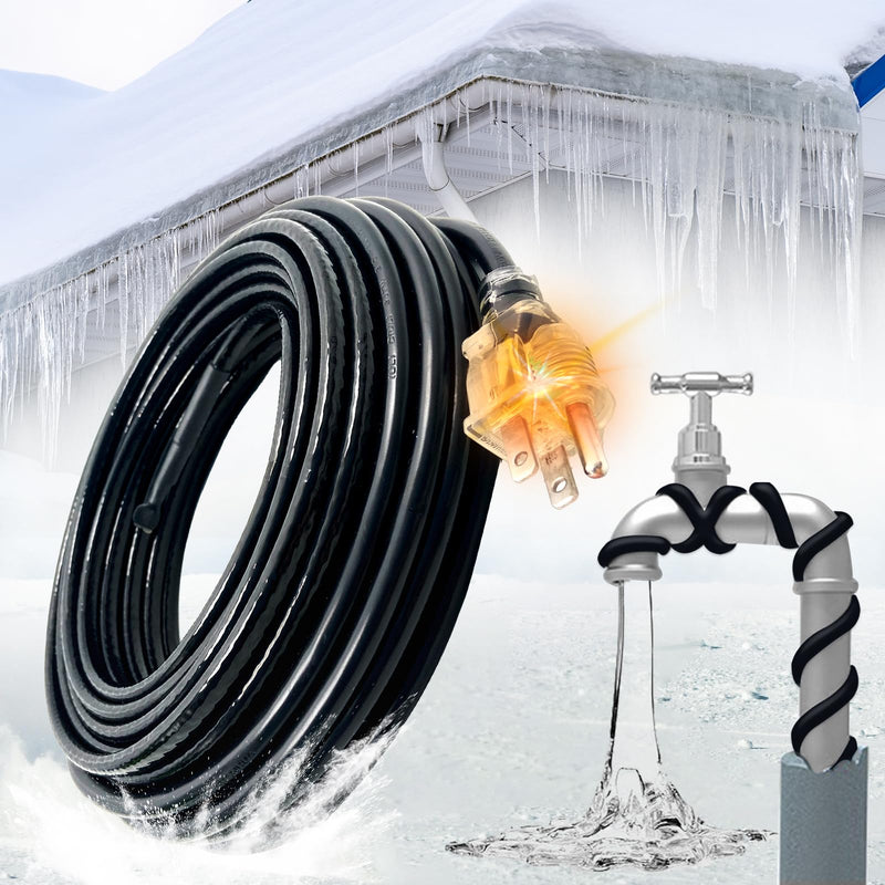MAXKOSKO Self-regulating Pipe Heat Cable for Pipe Freeze Protection, Roof Gutter Snow Melting De-Icing Heating Cable for Ice Dam Prevention with 10 ft Power Cold, 7 w/Ft, 120 V, 35 Ft 35 Feet