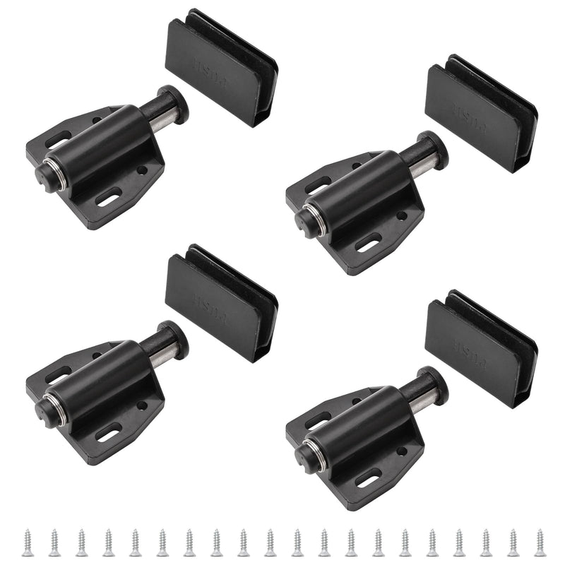 Glass Door Magnetic Catch Closures, 4 Set Push Open Single Glass Door Magnetic Touch Latchs with Adjustable Cabinet Clamp, Fit for 3-6mm Free-Swinging Glass Door (Black) 4 Set,3-6mm Single-Black - NewNest Australia