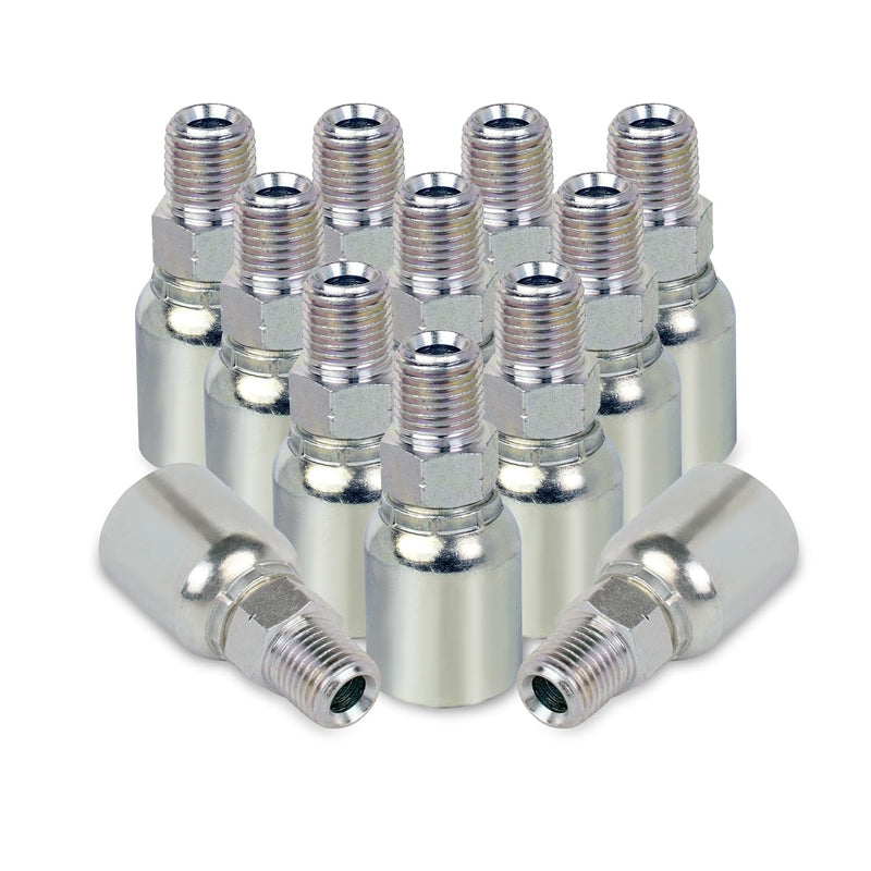 AKM 12 PCS 1/4" Hose x 1/4" NPTF Male Pipe Hydraulic Hose Crimp Fitting Ends 1/4" Hose x 1/4" NPTF 12PCS