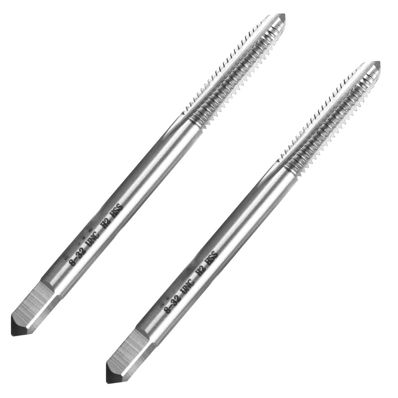 2pcs No 8-32 UNC Thread Tap Right Hand, HSS 8 x 32 UNC Straight Fluted Machine Tap 8-32 UNC,2pcs