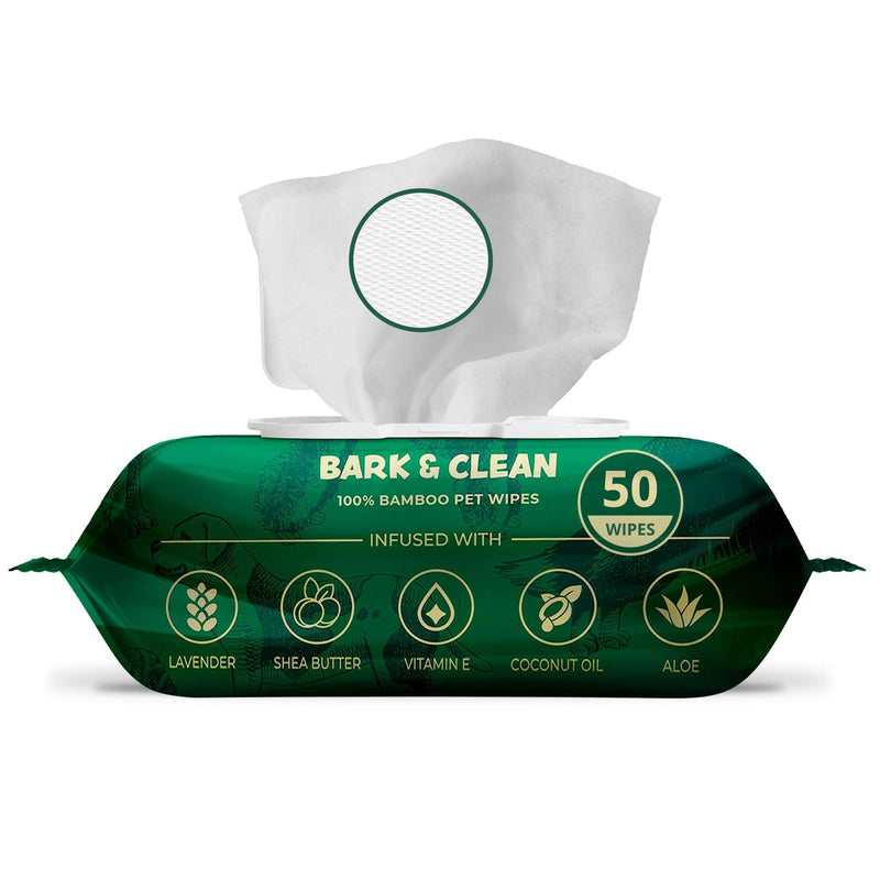Dog Wipes for Cleaning and Deodorizing - 50 8.5" x 9" Bamboo Pet Wipes - Compostable, Hypoallergenic Puppy Wipes - Dog Wipes for Paws, Butt, and Body 50 Wipes (1 Pack of 50) - PawsPlanet Australia