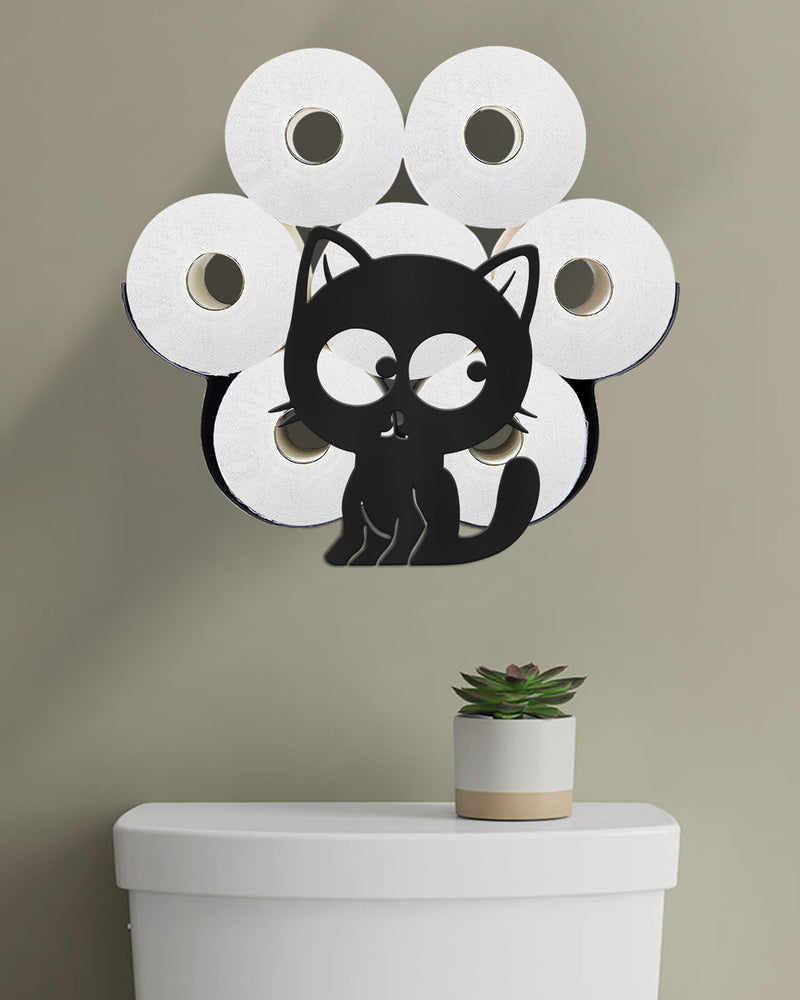 Cat Toilet Paper Holder for Extra 8 Rolls, Unique Decorative Toilet Paper Storage Wall Mounted, Farmhouse Bathroom Animal Decor Accessoris Storage Cabinet