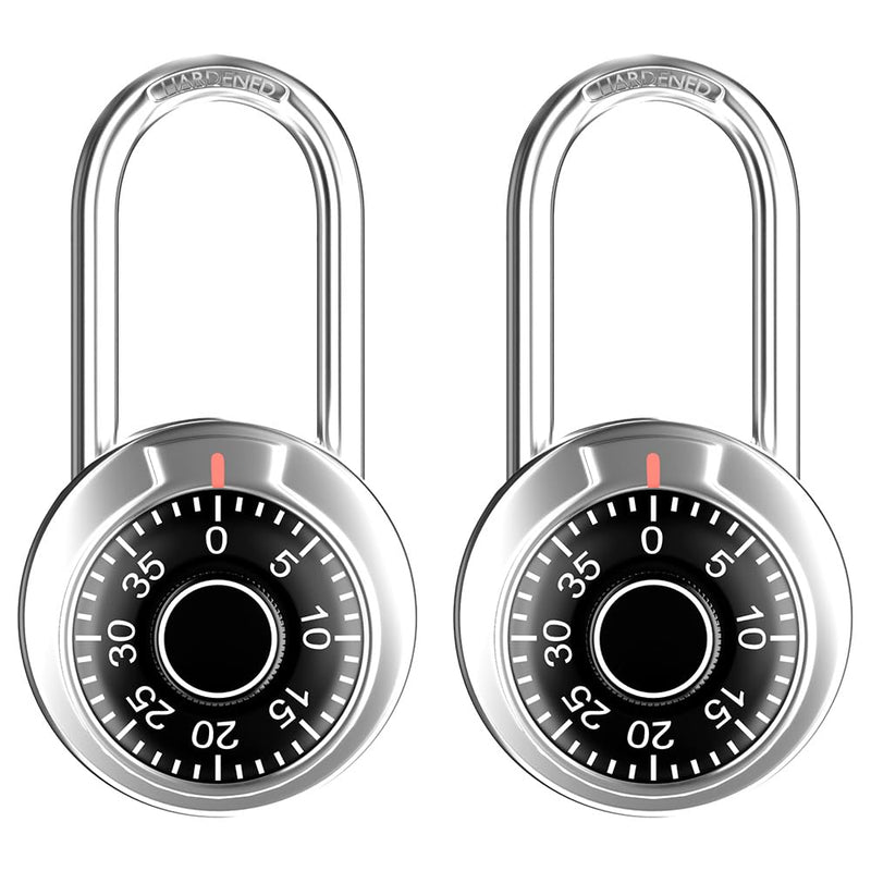Locker Lock with Long Shackle, Combination Lock, Black Dial, Each Lock with Different Code, Keyless Padlock, Great for School, Employee, Gym&Sports Locker, Case, Toolbox, Fence, etc, Pack of 2 2 PACK LONG