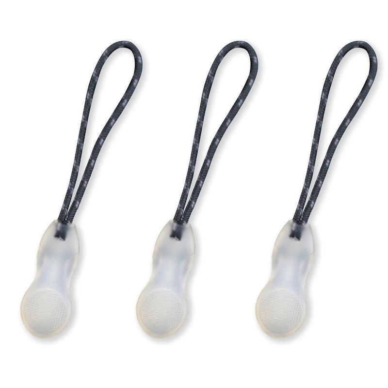 munkees Zipper Puller Replacement Nylon Pull Rope 3 in Pack, Normal, Glow in The Dark, Grey Normal Glow in dark Grey
