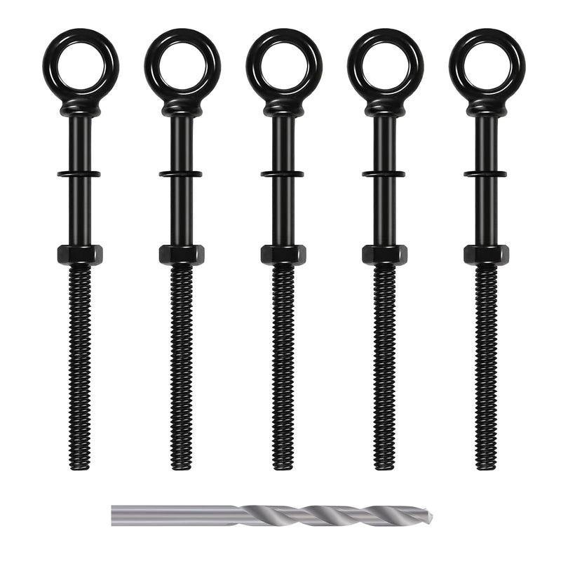 5 Pack Eye Bolt, 1/4” x 5" T316 Stainless Steel Eyebolts, Heavy Duty Shoulder Lifting Ring Threaded Eyebolts with Nuts and Washers HF038B 1/4"×5" 5 Pack