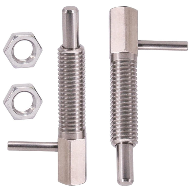 2pcs Retractable Indexing Plunger Pin, M12 Stainless Steel Spring Pin Spring L Handle Loaded Latch Spring Plunger Safety Pin Spring Latch Telescopic Locking Pin Spring Lock with Nut