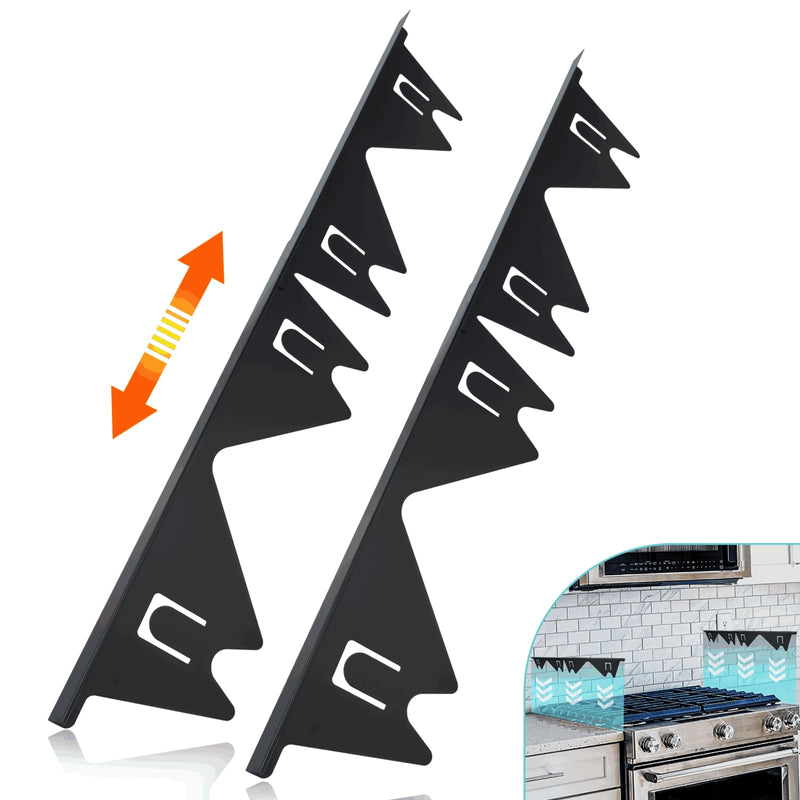 Stove Gap Covers Stainless Steel, 2 Pack Stove Gap Filler Easy Retractable Length 13.8" to 27.5", Width 0.79" ALMCALS Stove Gap Guards Range Trim Kit, Heat Resistant Guard Between Stove Top & Counter Black