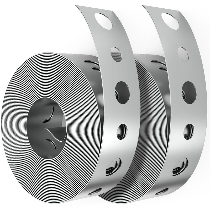 2 Pack Galvanized Metal Pipe Strap 3/4-Inch x 10-Feet 24-Gauge for Pipe Support Metal Strapping with Holes Metal Pipe Hanger Strap 3/4-Inch x 10-Feet 2 Pack