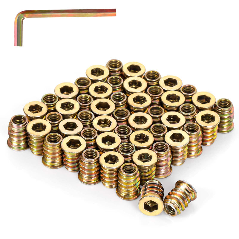 3/8-16 x 25mm Wood Inserts Bolt Furniture Screw in Nut Threaded Fastener Connector Hex Socket Drive for Wood Furniture, 25 PCS 3/8-16 x 25mm