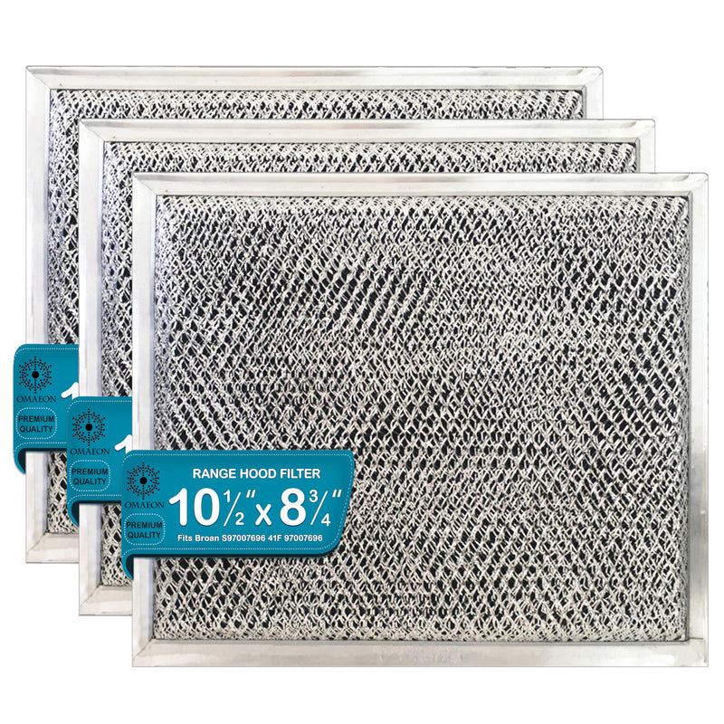 Omaeon 3 Pack Replacement for Broan Filter 97007696 Charcoal Filters S97007696 - for Nutone Range Vent Hood 10.5 x 8.75 Inches - Oven Vent Filter - Aluminum Mesh Filter Charcoal Combo