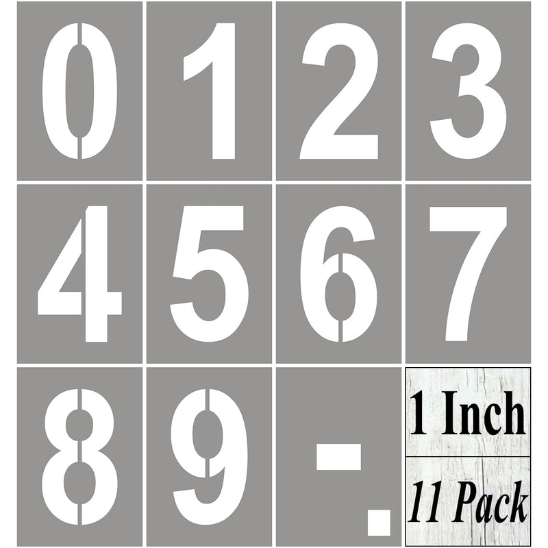 1 Inch Number Stencils for Painting - 11 Pack Number Stencil Templates for Curb Address, Cakes, Cookies, Mailboxes and Crafts, Reusable House Numbers Stencils for Wood Signs & Cement Wall Art 1 Inch