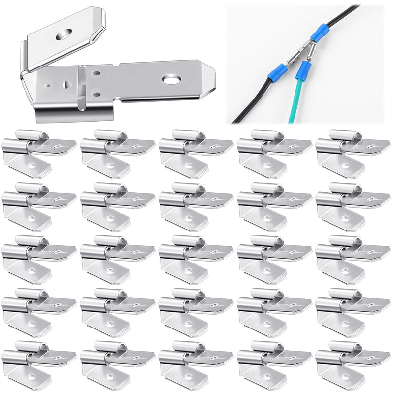 25 Pcs Double Piggyback Spade Connectors, Electrical Double Male Female Adapter, Female Male Quick Disconnect Piggyback Spade Crimp Terminals Assortment Kit, Silver 25