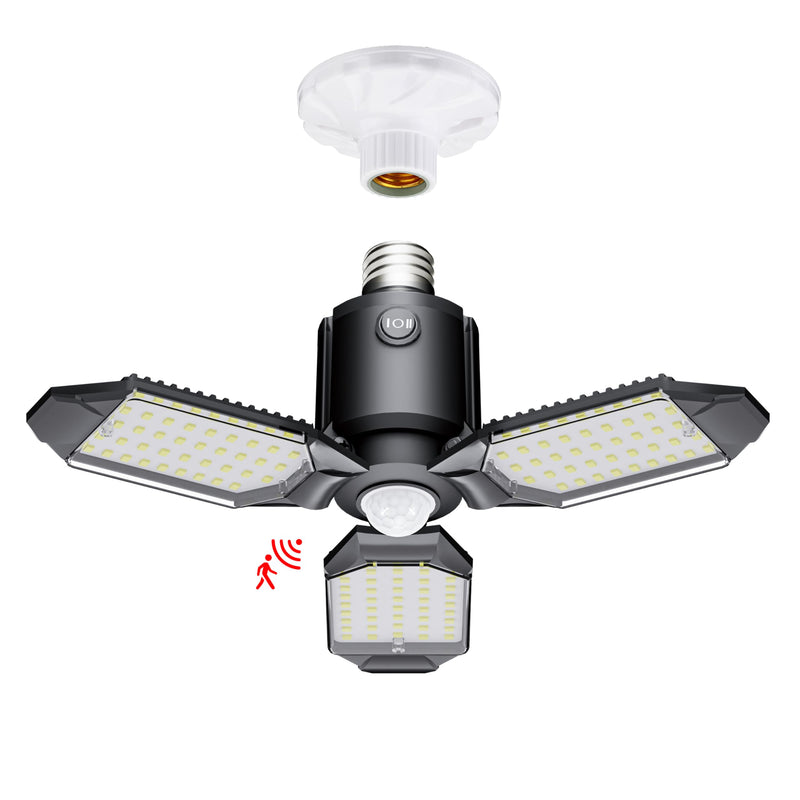 Motion Sensor Garage Light, 80W Motion Sensor Light Indoor,Deformable Garage Light Ceiling LED,8000LM Super Bright Motion Activated LED Shop Light for Stairway,Workshop,Basement(1Pack) 1 Pack