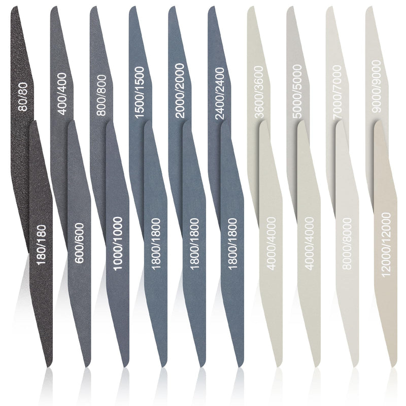 Honoson 20 Pcs Sanding Sticks for Plastic Models Polishing Sticks Assorted Metal and Wood Sanding Tools Accessory for Model Craft Amateur Beginner (Low Grits and High Grits,Double Angle Shape) Double Angle Shape Low Grits and High Grits