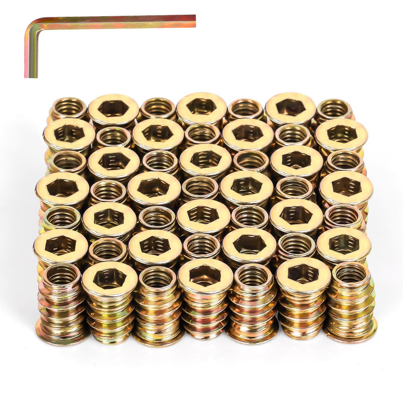 M6-1.0 x 25mm Threaded Inserts for Wood, Hex Drive Wood Nut Inserts, Exceptional Threaded Insert Nuts for Furniture, Wooden Products & Models, 100 PCS M6 x 25mm
