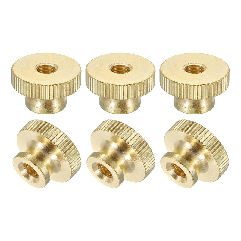 uxcell Knurled Thumb Nuts, 6Pcs M6 x D20mm x H12mm Brass High Head Through Hole with Collar High Head Through Hole Round Knobs Fasteners for 3D Printer Parts, Machine Tools 6