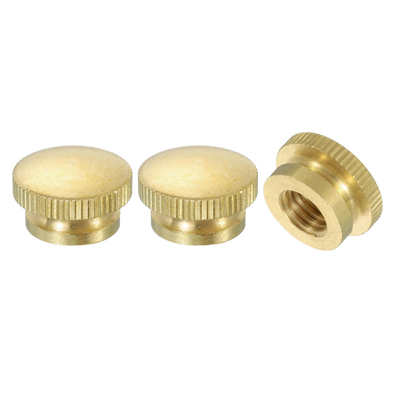 uxcell Knurled Thumb Nuts, 3Pcs M10 x D20mm x H12mm Brass High Head Blind Hole with Collar High Head Blind Hole Round Knobs Fasteners for 3D Printer Parts, Machine Tools 3