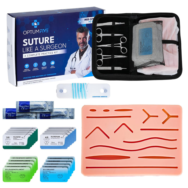 Suture Practice kit 31-Piece Set - Suture Training Kit with Knot and Threads - Suturing kit with Suture pad -Sutchering kit School Essentials