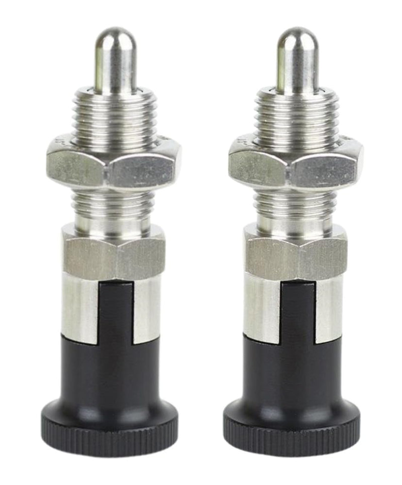 2PCS Stainless Steel Plunger Pin Tool Chest Toolbox Locking Plunger Hand Retractable Spring Plunger Self Locking Indexing Plunger Spring Loaded Plunger Knob Quick Release Pull Ring Pin Fine Teeth M16