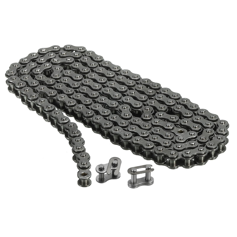 uxcell #25/04C-1 Roller Chain 3 Feet 1/4" Pitch Carbon Steel Roller Chains with 2 Free Master Connector Links for Mini Bikes, Motorcycles, 144 Links