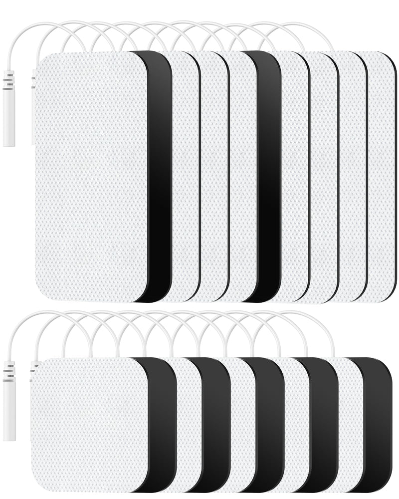 TENS Unit Replacement Pads, Nursal Reusable Self-Adhesive Electrodes Pads 20 Packs 2x2” 2x4”, Latex Free Pigtail TENS Pads, Compatible with TENS 7000, AUVON TENS, Etekcity, Nicwell Care Tens