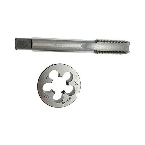 5/8-18 Tap Die Set LH Left Hand 5/8x18 Tap Die Straight Fluted Machine Tool, 5/8 x 18 Tap and Round Die Machine Screw LH 5/8-18 Threading Tool 5/8-18 Thread Tap | Threading LH