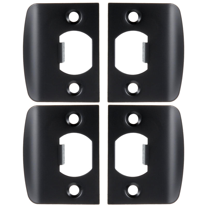 DOITOOL Full Lip Round Corner Deadbolt Strike Plate, 4 Pack Door Strike Plate Black Deadbolt Strike Plate Stainless Steel Deadbolt Covers Door Reinforcement Kit