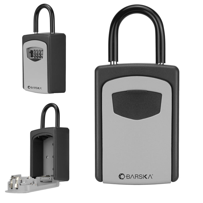 Barska Combination Key Lock Box – Outdoor Wall Mount & Hanging Key Safe for Realtor, Airbnb, House Keys, Garage, Hidden Secure Storage