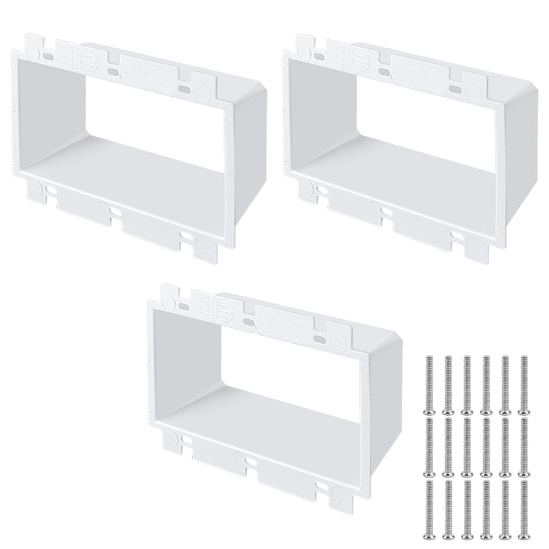 3 PCS BE3-3 Electrical Outlet Box Extenders with 18PCS Screws, （3-Gang) Electrical Power Three Gang Box Extender Electric Box Extender 3 Gang Power Switch Receptacles Accessories