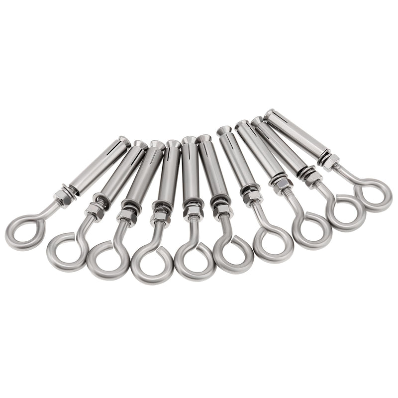 M6 Concrete Eye Bolt, 10 Pack M6*89mm Eyebolt Bolt Stainless Steel Wall Concrete Shoulder Brick Anchors, Heavy Duty Expansion Screw Lifting Ring Bolt Fastener 10PCS - M6 1/4inch
